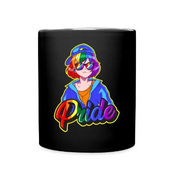 Gay Pride Japonais Cool Anime Girl Reg - Mug uni - noir - Devant