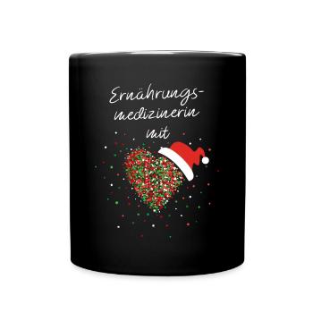 Ernährungsmedizinerin mit Herz Weihnachtsmotiv - Tasse einfarbig - Schwarz - Vorne
