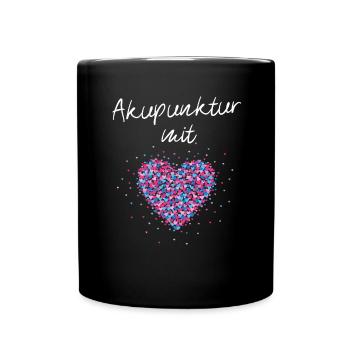 Akupunktur mit Herz Akupunkteur Akupunkturtherapie - Tasse einfarbig - Schwarz - Vorne