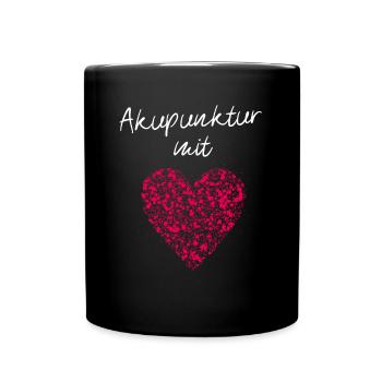 Akupunktur mit Herz Akupunkteurin Nadelung Nadel - Tasse einfarbig - Schwarz - Vorne