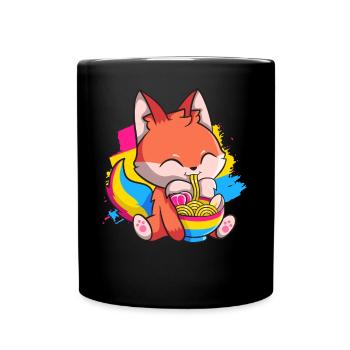 Pansexual Pride Kawaii Fox Ramen Noodles Panse - Mug uni - noir - Devant