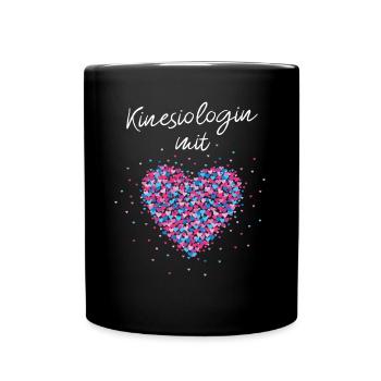 Kinesiologin mit Herz Chiropraktik Heilpraktikerin - Tasse einfarbig - Schwarz - Vorne