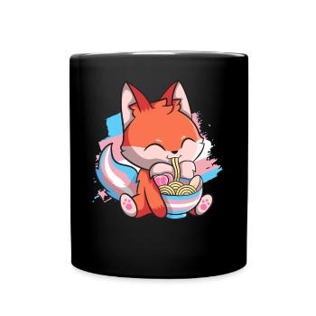 Transgender Pride Kawaii Fox Ramen Noodles Trans - Mug uni - noir - Devant