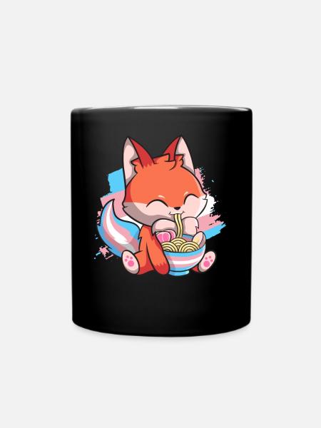 Transgender Pride Kawaii Fox Ramen Noodles Trans - Mug uni - noir