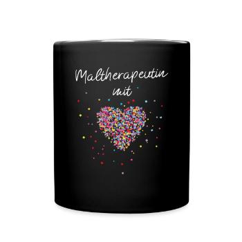 Maltherapeutin mit Herz Kunsttherapie Therapie - Tasse einfarbig - Schwarz - Vorne