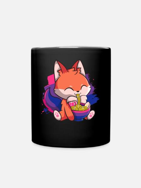 Bisexual Pride Bi Kawaii Fox Ramen Noodles to - Full Colour Mug - black