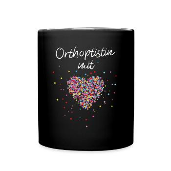 Orthoptistin mit Herz Orthoptik Strabologie - Tasse einfarbig - Schwarz - Vorne