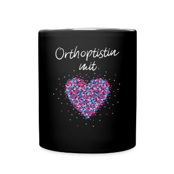 Orthoptistin mit Herz Strabologie Augenheilkunde - Tasse einfarbig - Schwarz - Vorne
