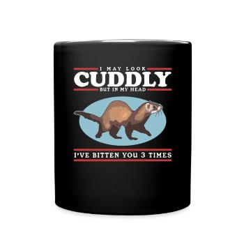 Frettchen Besitzer Ferret Marder Geschenk - Tasse einfarbig - Schwarz - Vorne