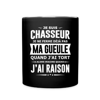 Chasseur je ferme pas ma gueule humour chasse - Mug uni - noir - Devant