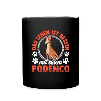 Leben mit Podenco spanischer Podenco - Tasse einfarbig - Schwarz - Vorne