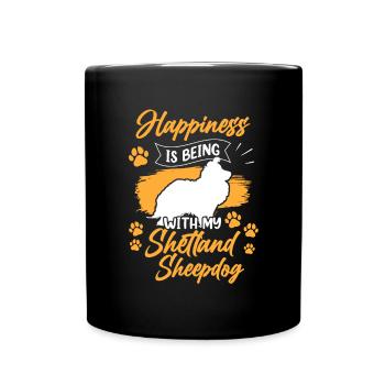 Shetland Sheepdog glücklich britischer Sheepdog - Tasse einfarbig - Schwarz - Vorne