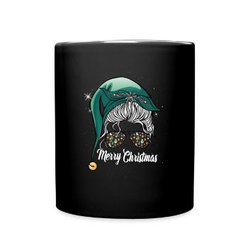 Fröhliche Weihnachten Mutter schöne Bescherung - Tasse einfarbig - Schwarz - Vorne