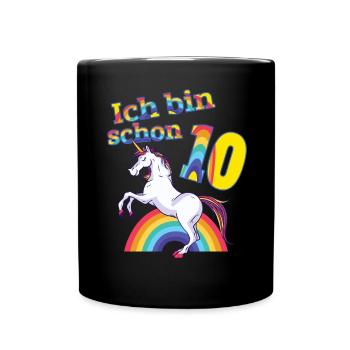 Geburtstag 10 Jahre Einhorn - Tasse einfarbig - Schwarz - Vorne