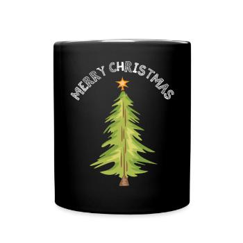 merry christmas tree xmas symbol tannenbaum Wald - Tasse einfarbig - Schwarz - Vorne