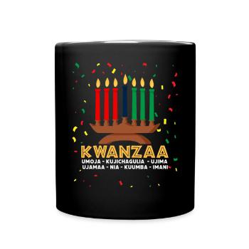 kwanzaa, kinara candle kwanzaa - Tasse einfarbig - Schwarz - Vorne