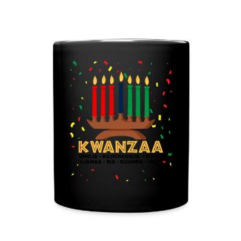 kwanzaa, kinara candle kwanzaa - Tasse einfarbig - Schwarz - Vorne