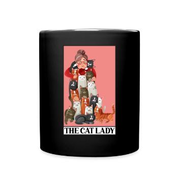 Die Katzendame Tarotkarte liest okkulte dunkle Magie - Tasse einfarbig - Schwarz - Vorne