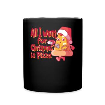 All I want for Christmas is pizza - Full Colour Mug - black - Front