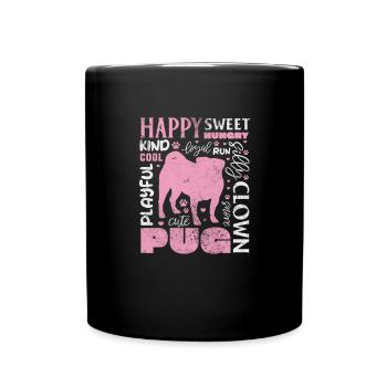 Pug - Full Colour Mug - black - Front