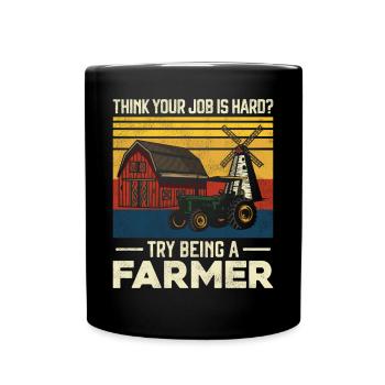 Farming Farmer Vintage Tractor - Tasse einfarbig - Schwarz - Vorne