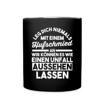 Hufbeschlagschmied Pferdeschmied Hufschmied - Tasse einfarbig - Schwarz - Vorne