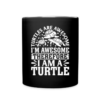 Les tortues sont géniales je suis génial donc je suis un tu - Mug uni - noir - Devant