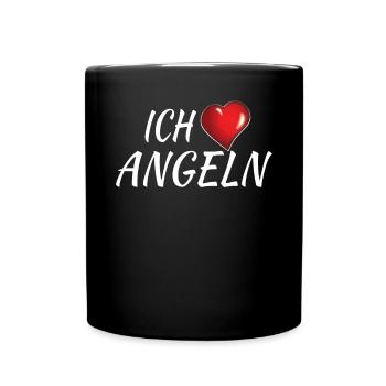 Angler Geschenkidee Hobby Angeln - Tasse einfarbig - Schwarz - Vorne