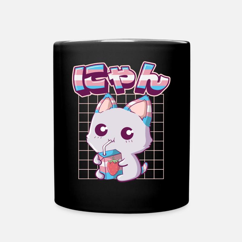 Transgender Stolz Kawaii Katze Erdbeermilch Trans - Tasse einfarbig - Schwarz