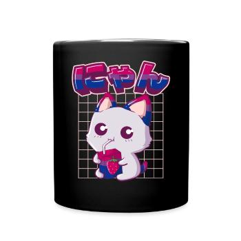Bisexual Pride Bi Kawaii Cat Strawberry Milk Bisex - Mug uni - noir - Devant