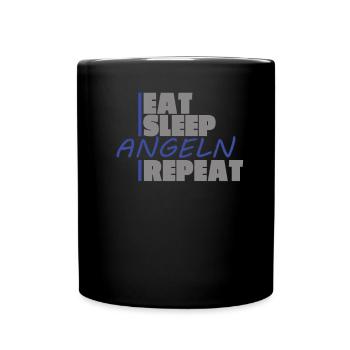 Angler Geschenkidee Hobby Angeln - Tasse einfarbig - Schwarz - Vorne