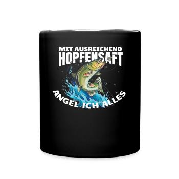Angler Geschenkidee Hobby Angeln - Tasse einfarbig - Schwarz - Vorne