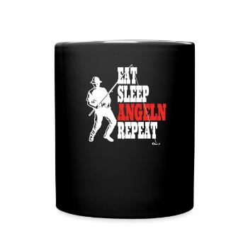 Angler Geschenkidee Hobby Angeln - Tasse einfarbig - Schwarz - Vorne