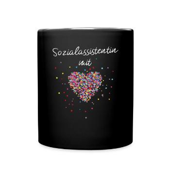 Sozialassistentin mit Herz Pflege Betreuung - Tasse einfarbig - Schwarz - Vorne