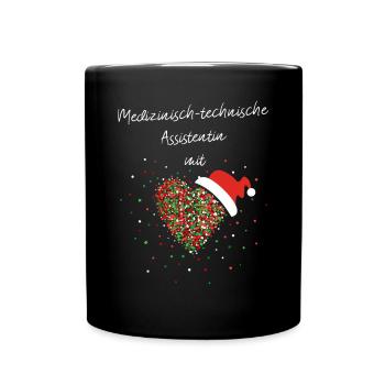 MTA mit Herz Nikolausmütze Weihnachtsmotiv Xmas - Tasse einfarbig - Schwarz - Vorne