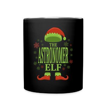 Astronom Weihnachtself - Tasse einfarbig - Schwarz - Vorne