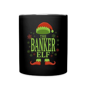 Elfe de Noël banquier - Mug uni - noir - Devant