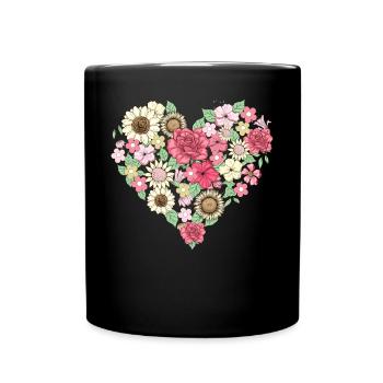 Bloomcore Esthétique Flower Heart Cottagecore - Mug uni - noir - Devant