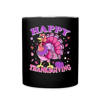 Female Turkey Happy Thanksgiving - Full Colour Mug - black - Front