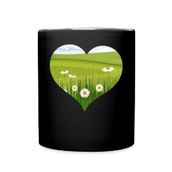 Bloomcore Esthétique Flowercore Heart Shape Cottagecor - Mug uni - noir - Devant
