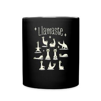 Llamaste - Lustiger Lama Yoga Flow - Tasse einfarbig - Schwarz - Vorne