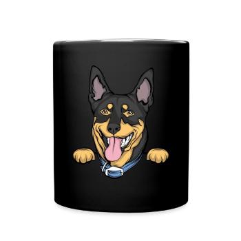 Dobermann - Tasse einfarbig - Schwarz - Vorne