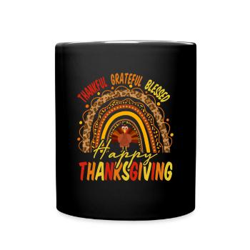 Dankbar dankbar dankbar gesegnete Thanksgiving-Geschenke - Tasse einfarbig - Schwarz - Vorne