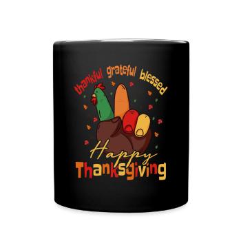 Dankbar Dankbar Gesegnetes Thanksgiving T-Shirt - Tasse einfarbig - Schwarz - Vorne