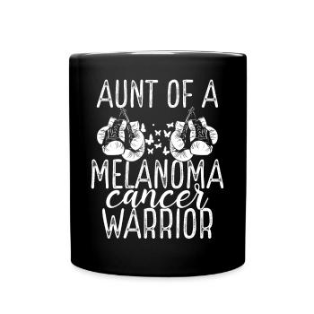 Aunt Melanoma Cancer Awareness Niece Nephew - Full Colour Mug - black - Front