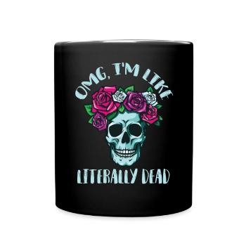 Skull Roses Wreath Red Rose Bones Death Dead - Full Colour Mug - black - Front