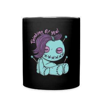Zombie Voodoo doll thinking of you! Halloween- - Full Colour Mug - black - Front