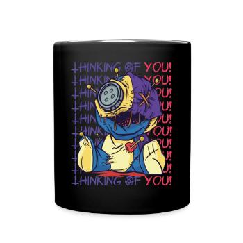 Creepy Voodoo Doll Thinking of You Hallowee - Full Colour Mug - black - Front
