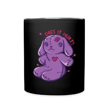 Voodoo-Häschen Tut es weh? Voodoo Puppe Halloween - Tasse einfarbig - Schwarz - Vorne