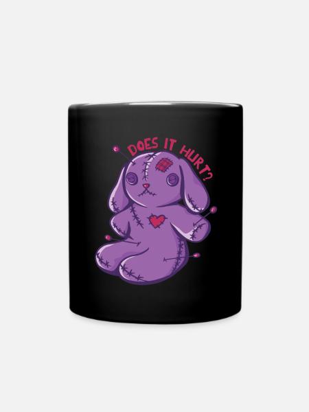 Voodoo-Häschen Tut es weh? Voodoo Puppe Halloween - Tasse einfarbig - Schwarz